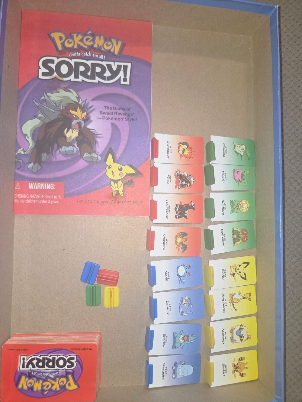 Vintage 2001 Pokemon Sorry 2001 Board Game 100% Complete Gold & Silver Edition - Picture 3 of 16